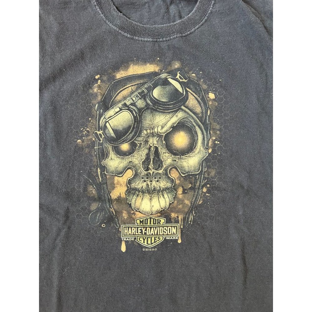 Harley Davison Black Panhead Skull Graphic Shirt